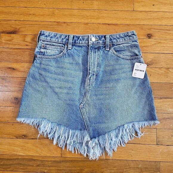 Free People Women's Bailey Blue Denim Mini Skirt Size 27 - Picture 2 of 6
